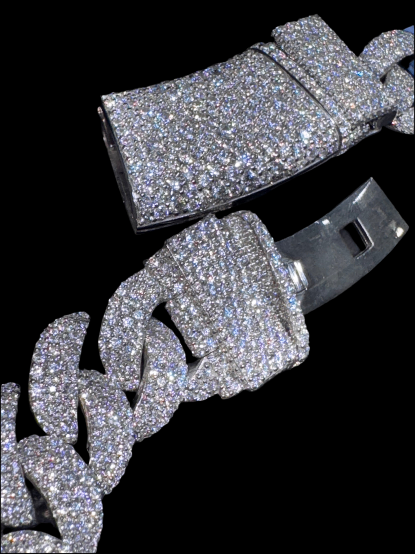 20MM, 300Grams, 75CTW VVS Moissanite Mosaic Setted CUBAN LINK