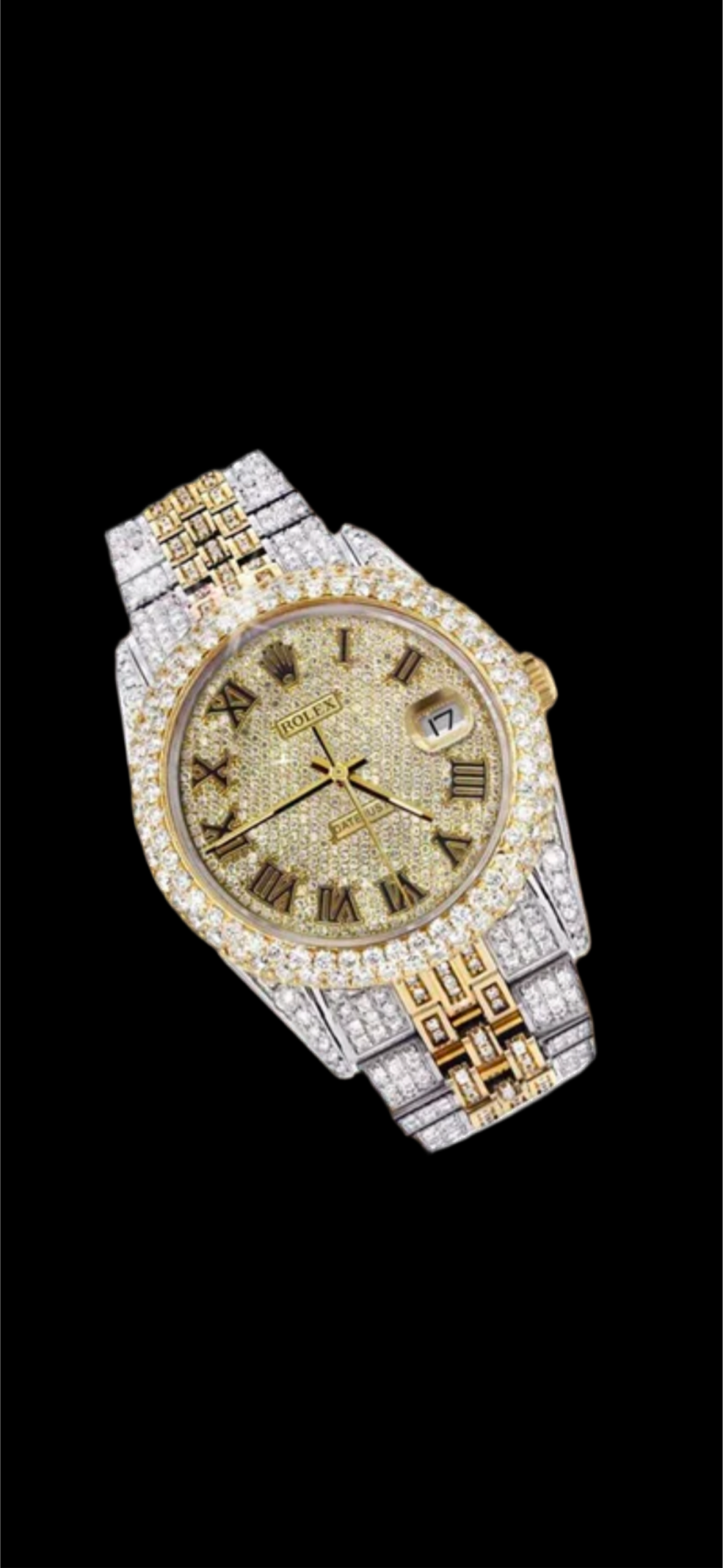 ROLEX 36MM DATEJUST FULL DIAMONDS - CUSTOM ROMAN DIAL 12.0CT