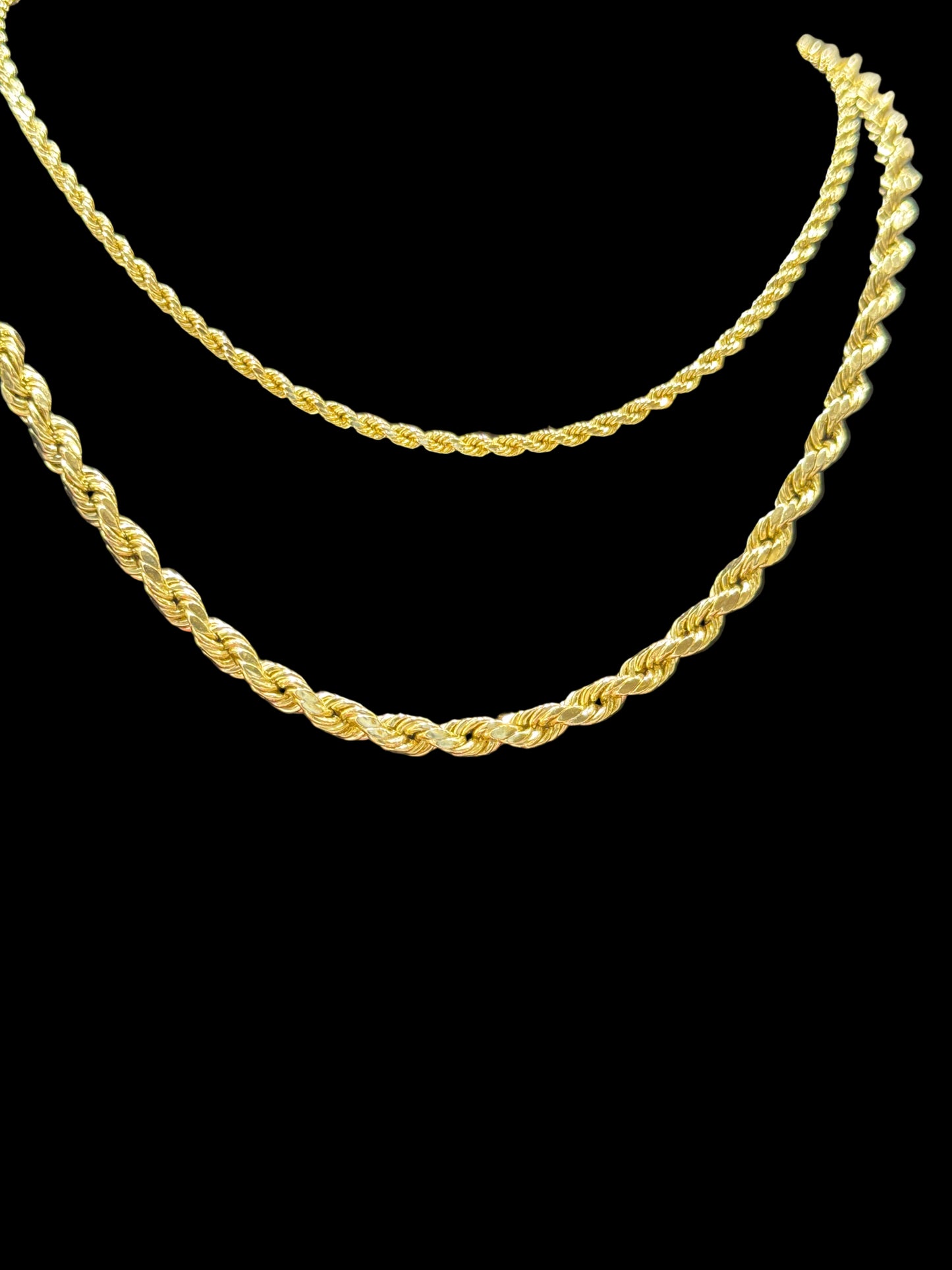 2 Custom VS1 Natural Diamond Charms 10K Gold , 2 Rope Chains 10K Semi Solid