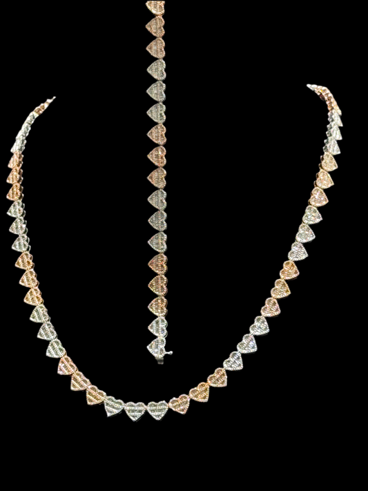 Diamond Heart Set in Two Tone Rose & White Gold