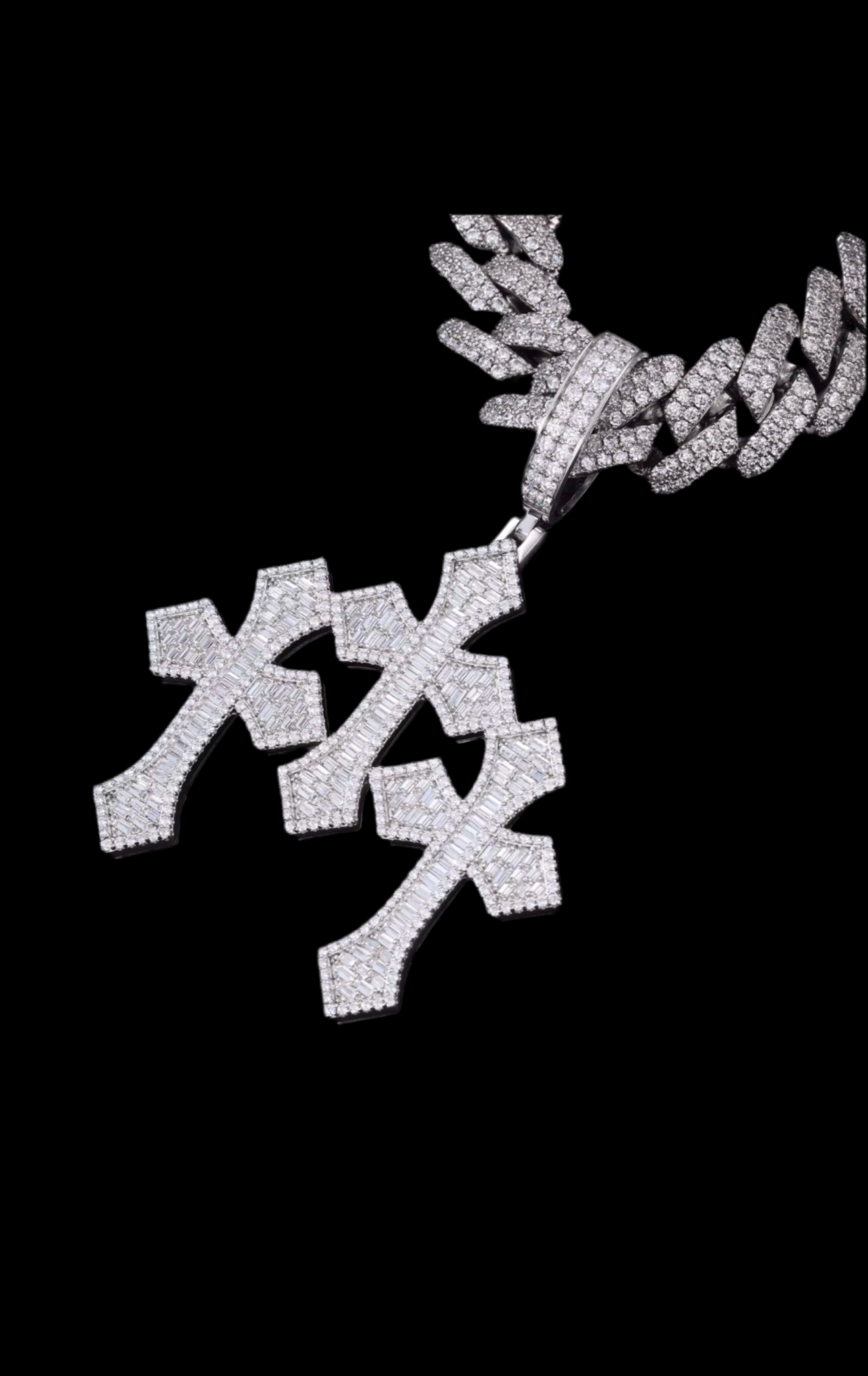 Diamond Chrome Cross Charm