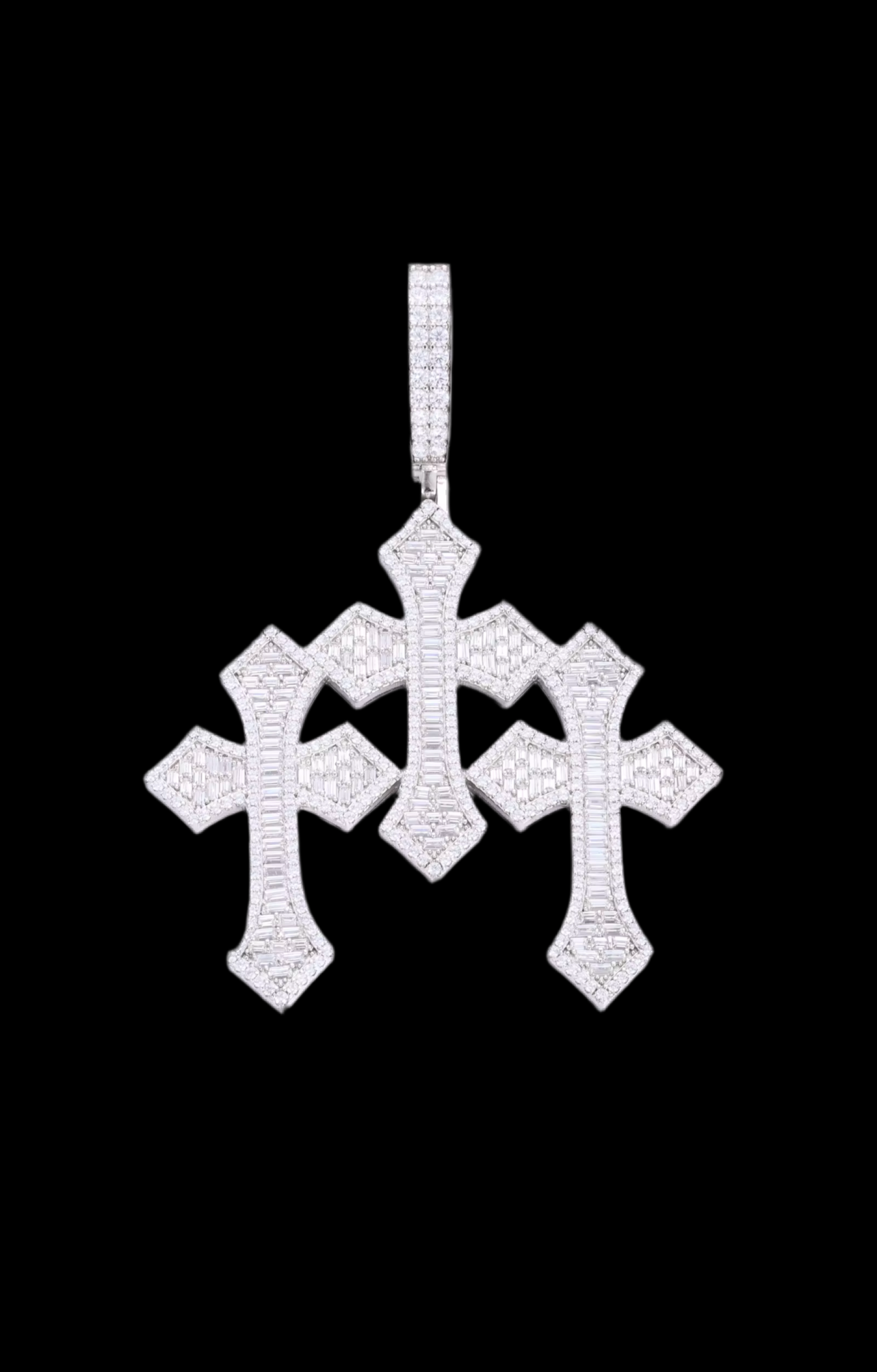 Diamond Chrome Cross Charm