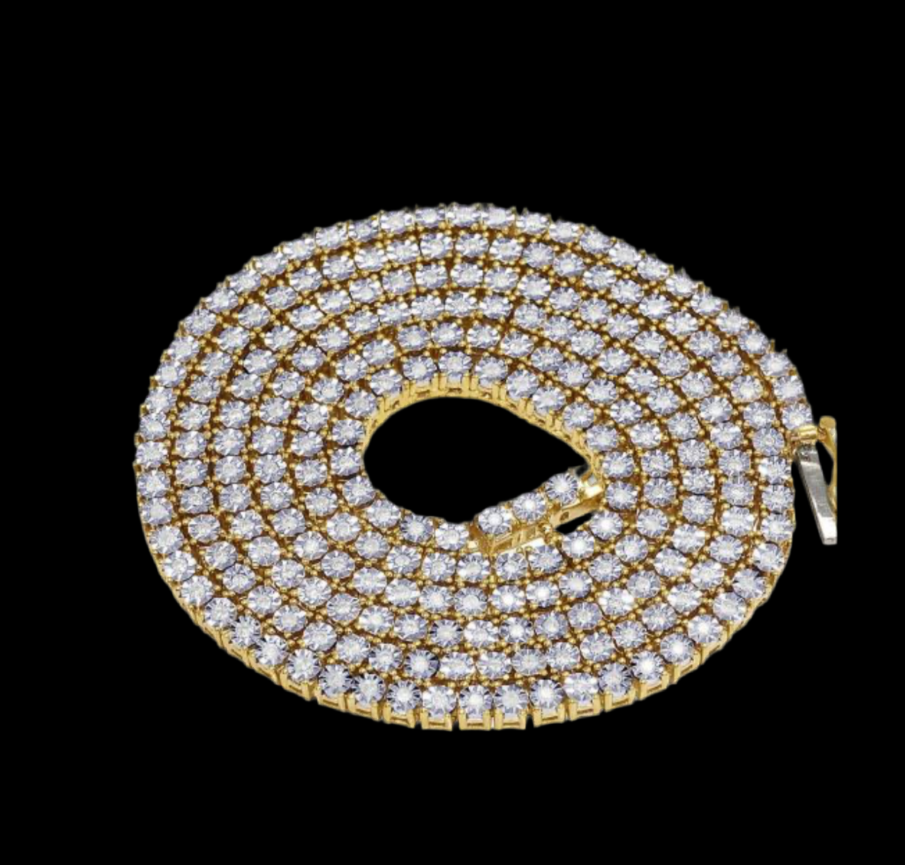 VVS1 Natural Diamond 7 Pointer Tennis Chain 14K Gold