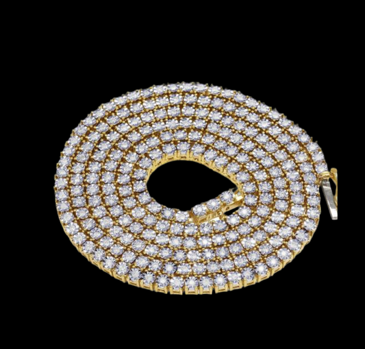 VVS1 Natural Diamond 7 Pointer Tennis Chain 14K Gold