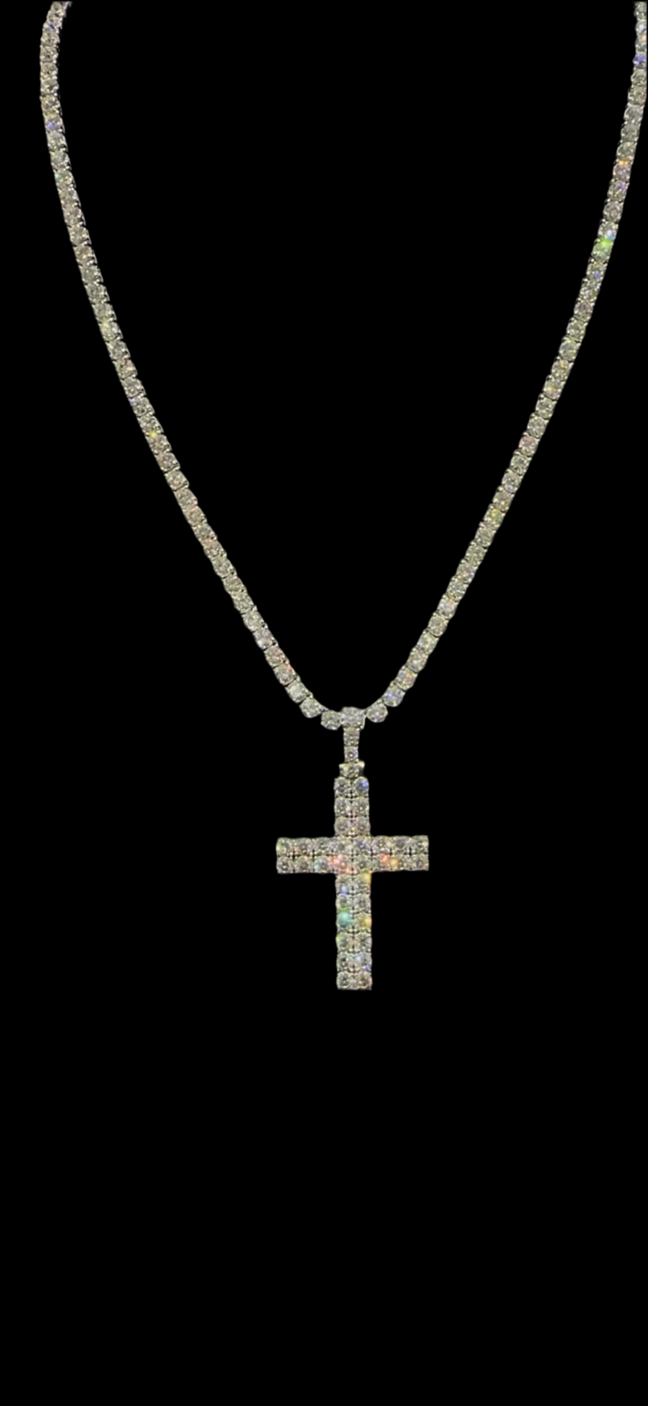 SET‼️ Diamond Tennis Chain & Diamond Cross Charm