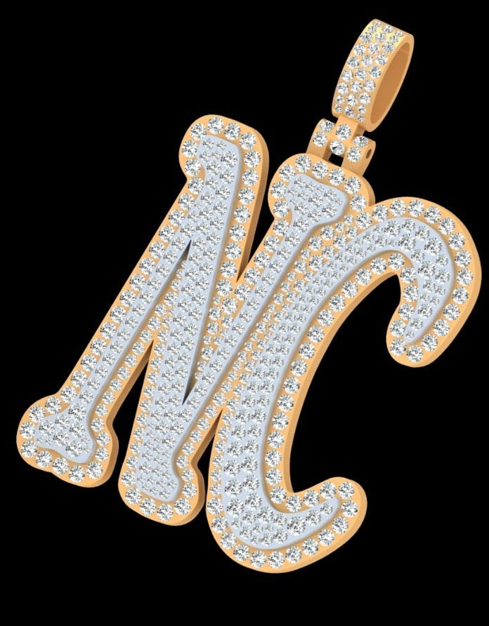 2 Custom VS1 Natural Diamond Charms 10K Gold , 2 Rope Chains 10K Semi Solid