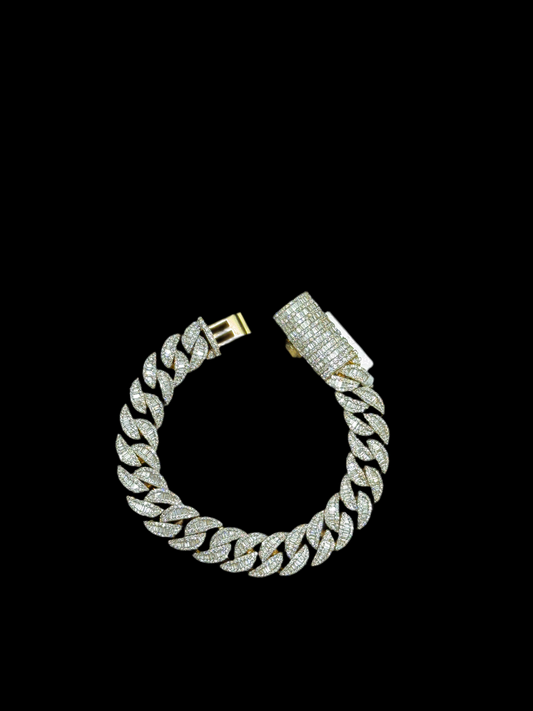 12MM Baguette Vs1 9Ct Natural Diamond 10K Gold Bracelet