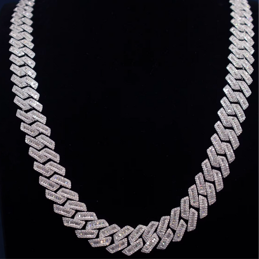 16MM ICEDOUT BAGUETTE CUBAN LINK , 24CTW VS1 DIAMOND  22 Inches