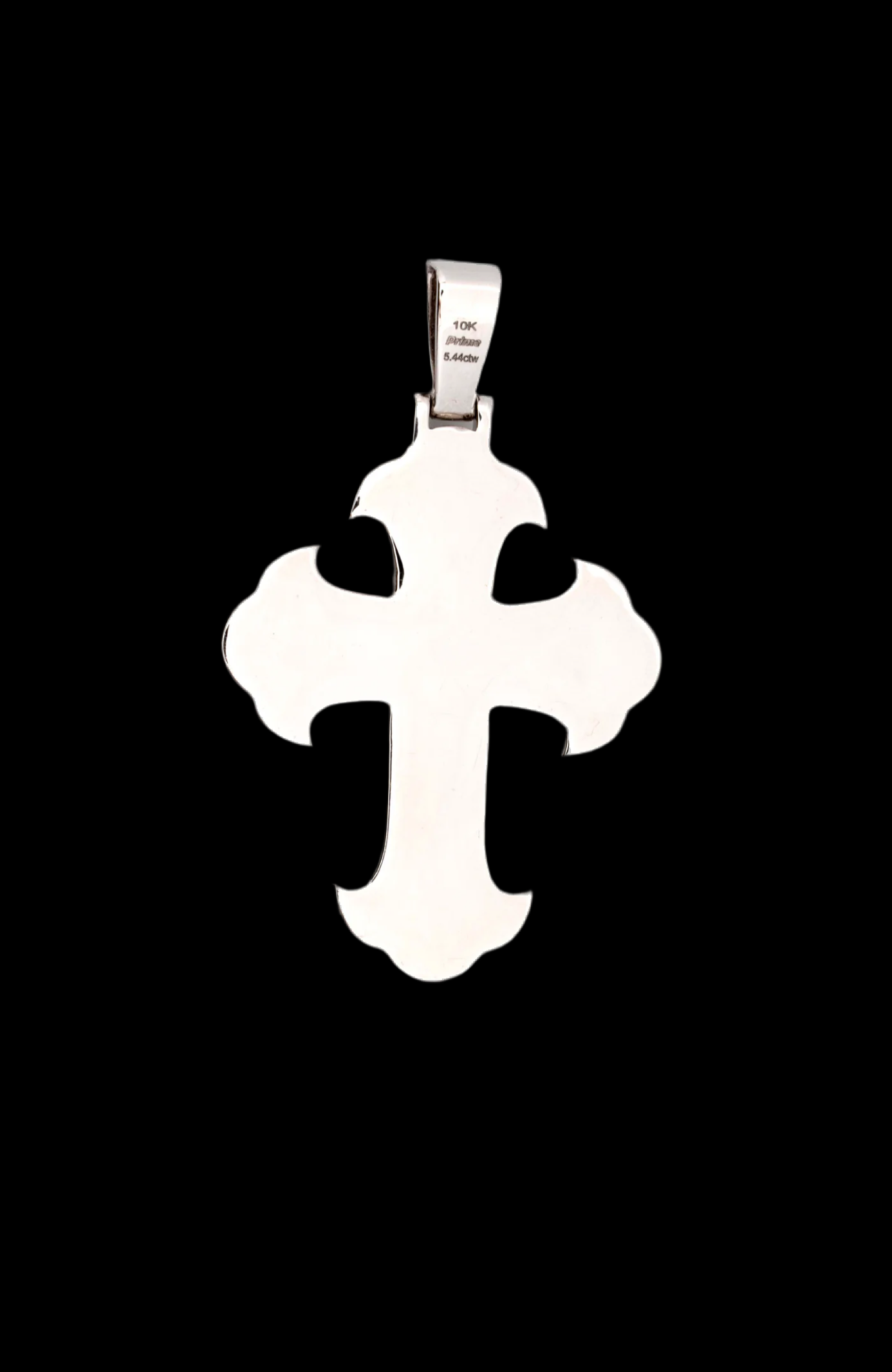 10K Solid White Gold Baguette & Round Cross with 5.44CT VS1 Natural Diamonds