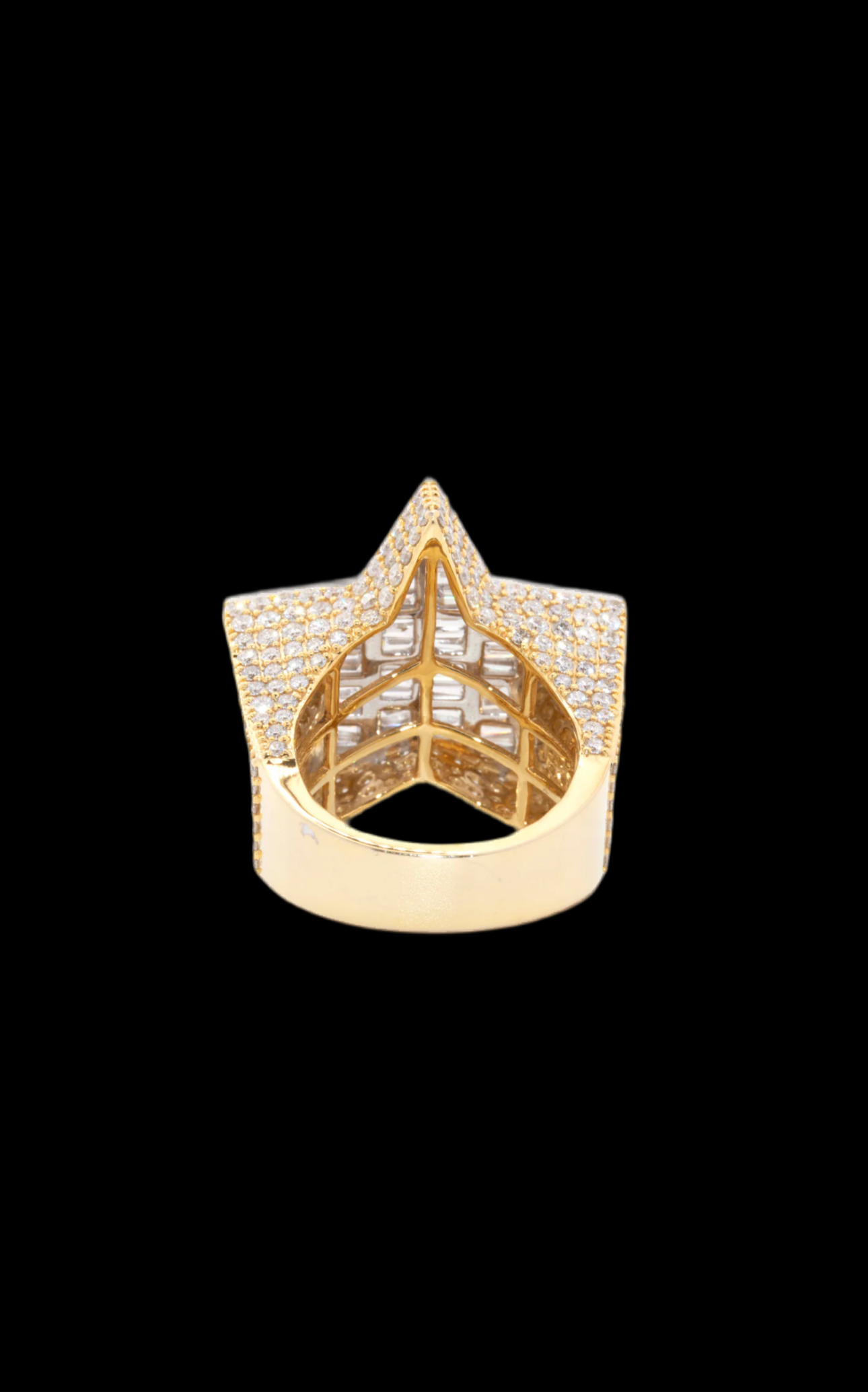 2.5CT Diamond Baguette Star Ring in  10K Gold with Natural VS1 Diamonds