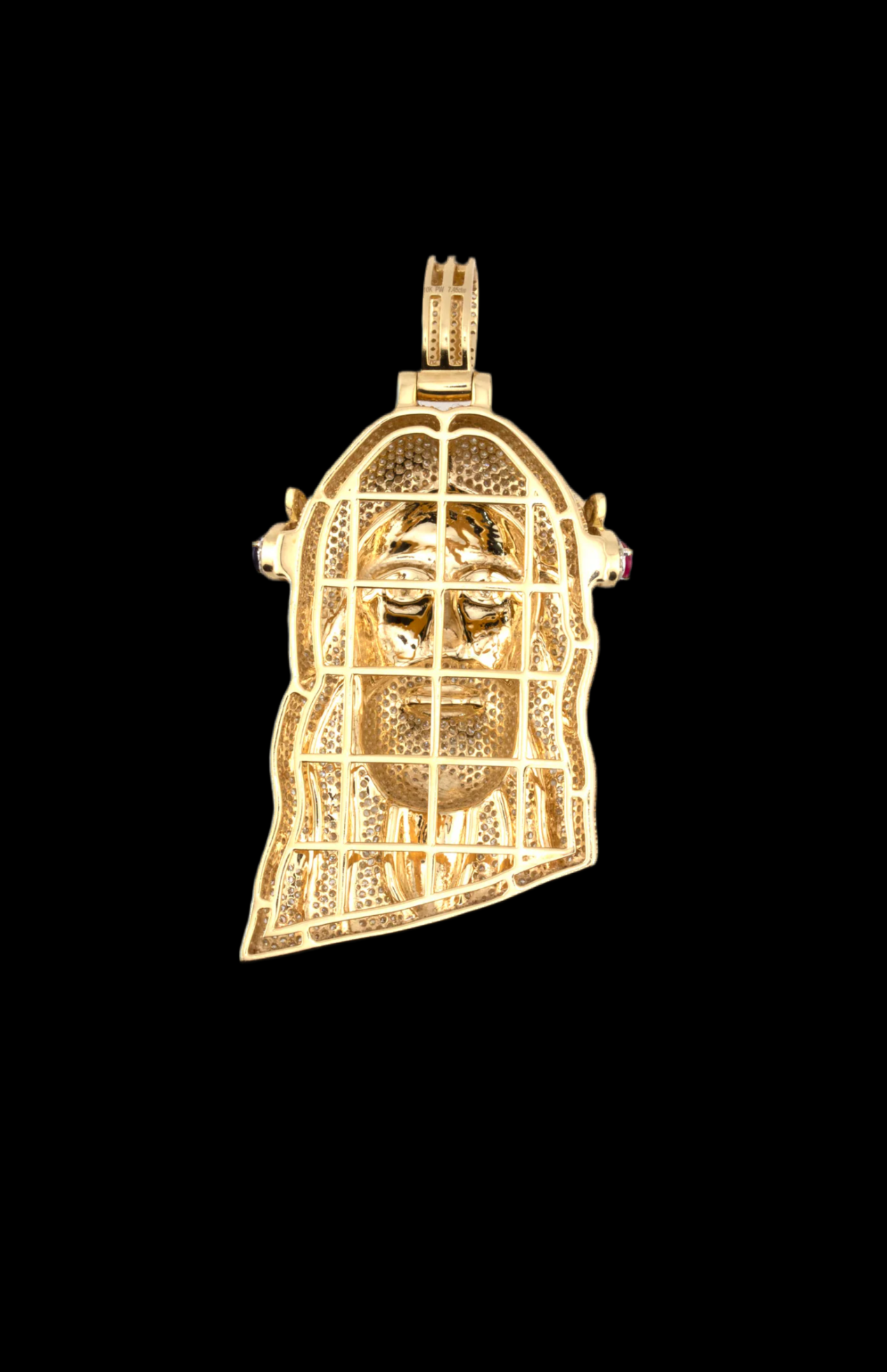 10K Gold Ruby and Sapphire Jesus Crown 7.65 CT Vs1 Diamonds
