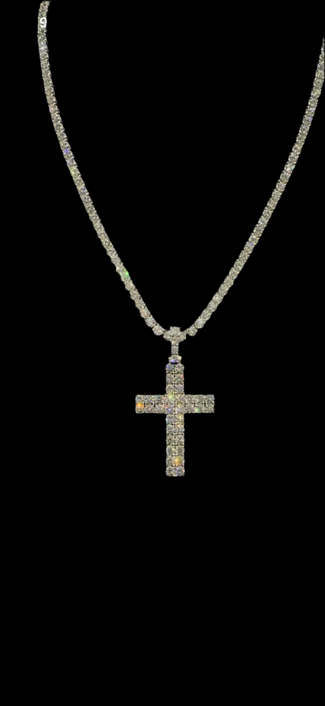SET‼️ Diamond Tennis Chain & Diamond Cross Charm
