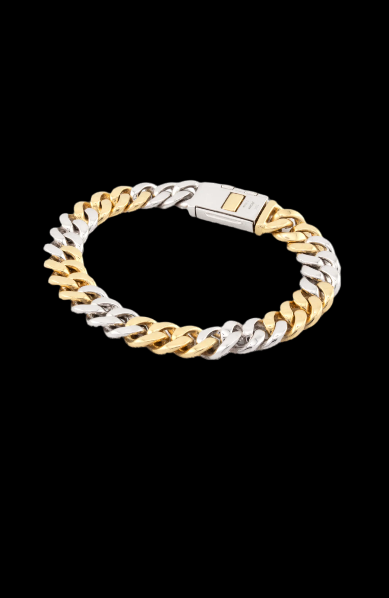 10K Yellow White Gold 2 Tone 3 Row 11mm Honeycomb 7.76Ct Natural Diamond Cuban Bracelet.