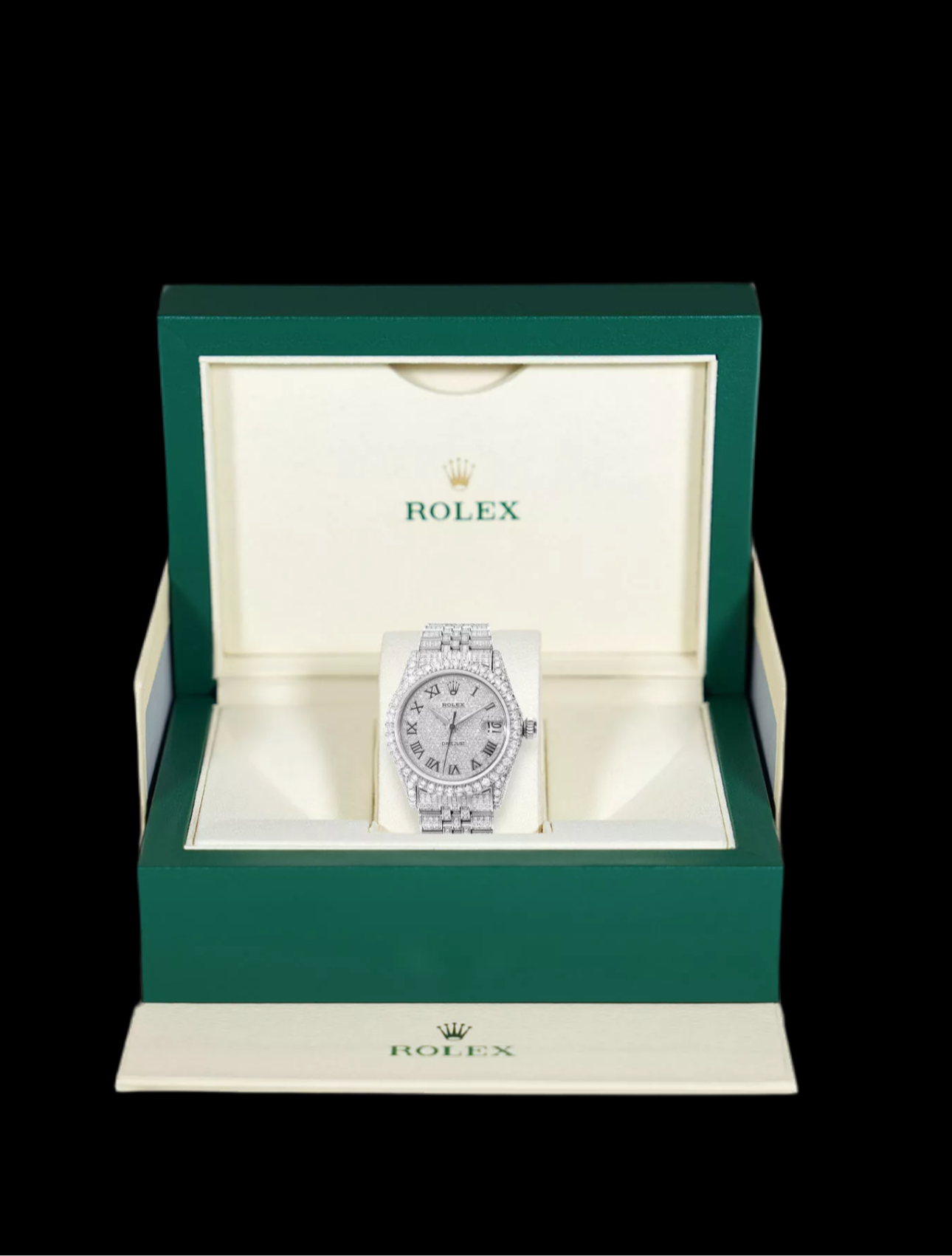 ROLEX 36MM DATEJUST FULL DIAMONDS - CUSTOM ROMAN DIAL 13.0CT