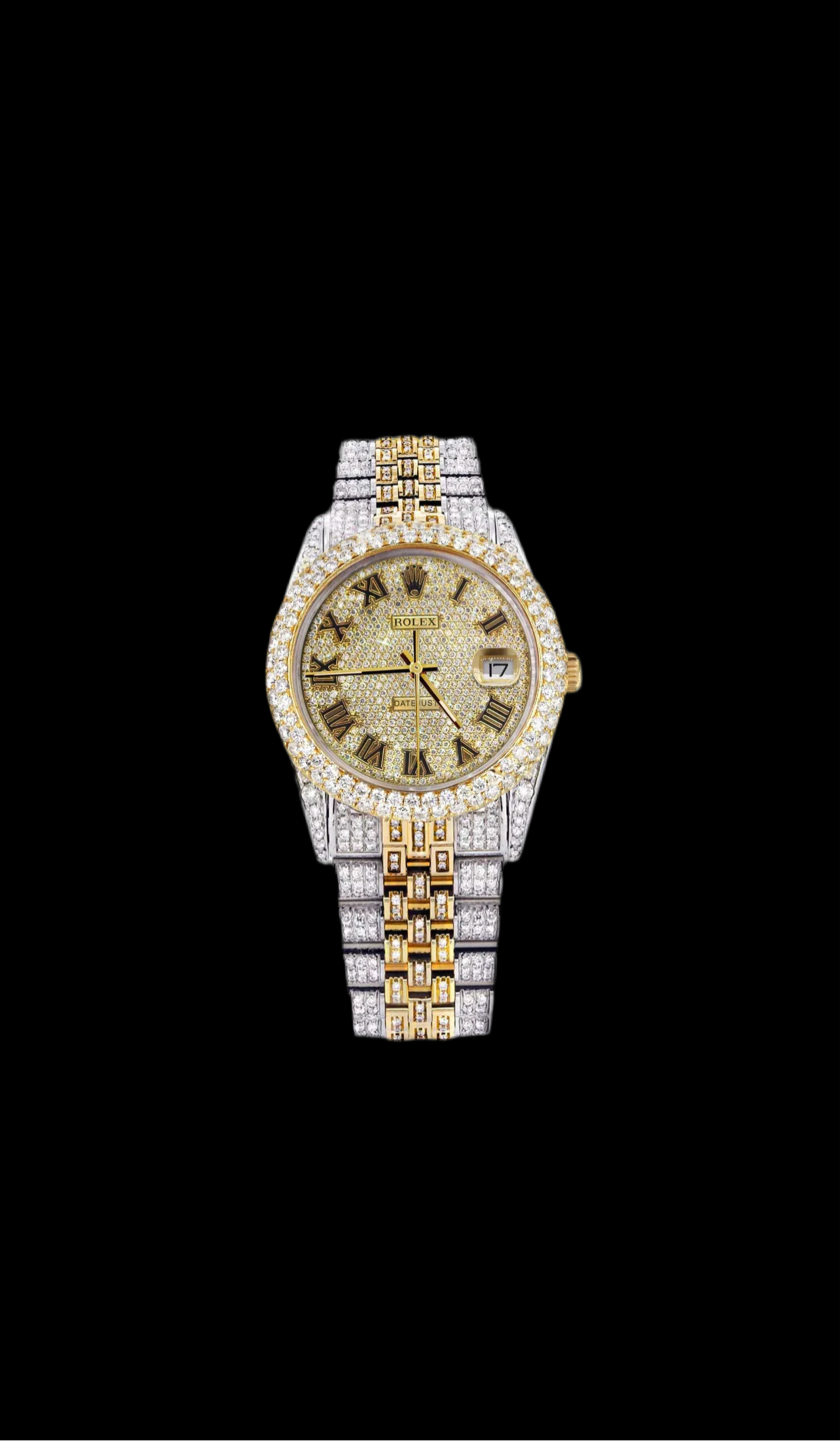 ROLEX 36MM DATEJUST FULL DIAMONDS - CUSTOM ROMAN DIAL 12.0CT