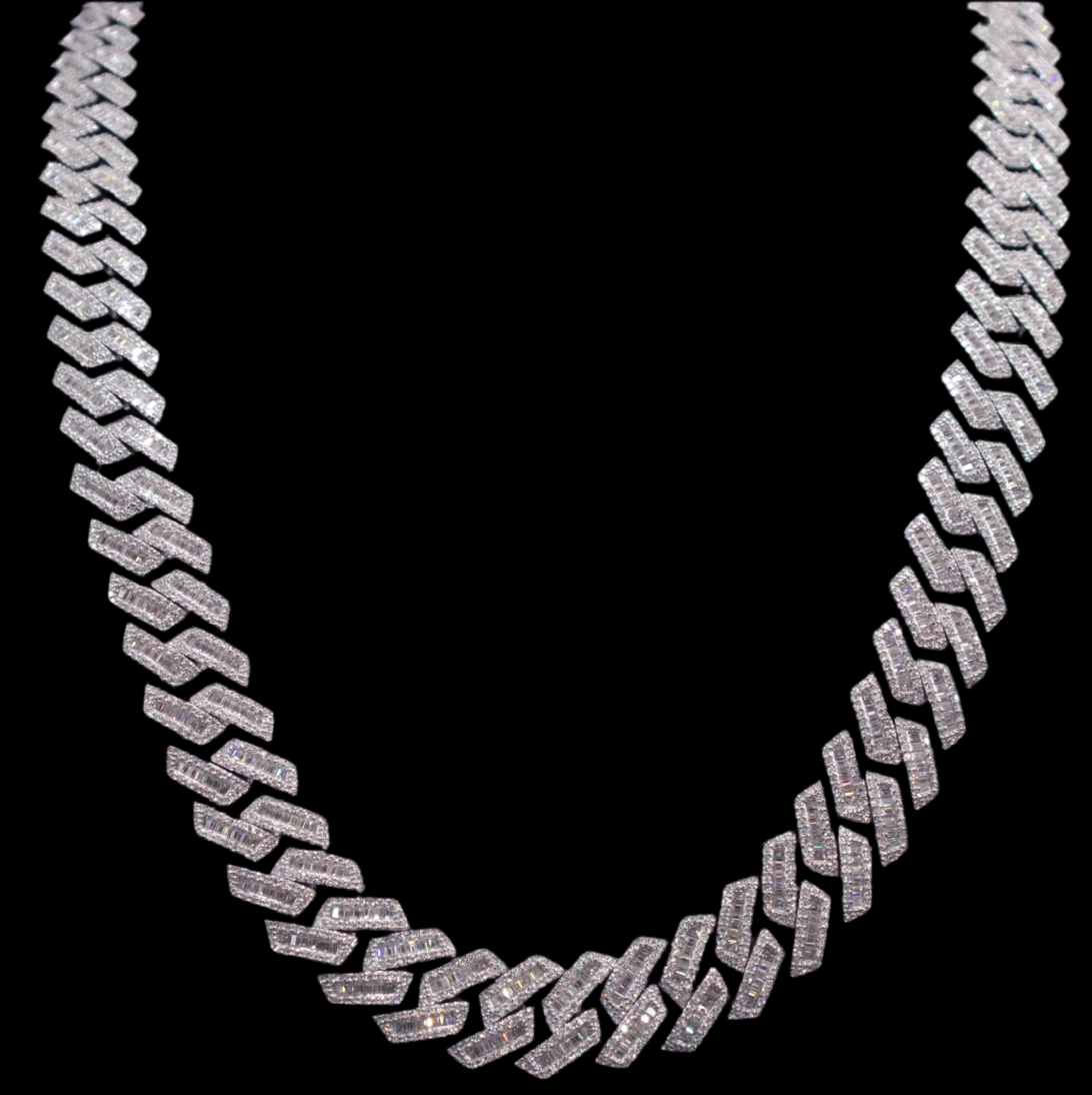 16MM ICEDOUT BAGUETTE CUBAN LINK , 24CTW VS1 DIAMOND  22 Inches