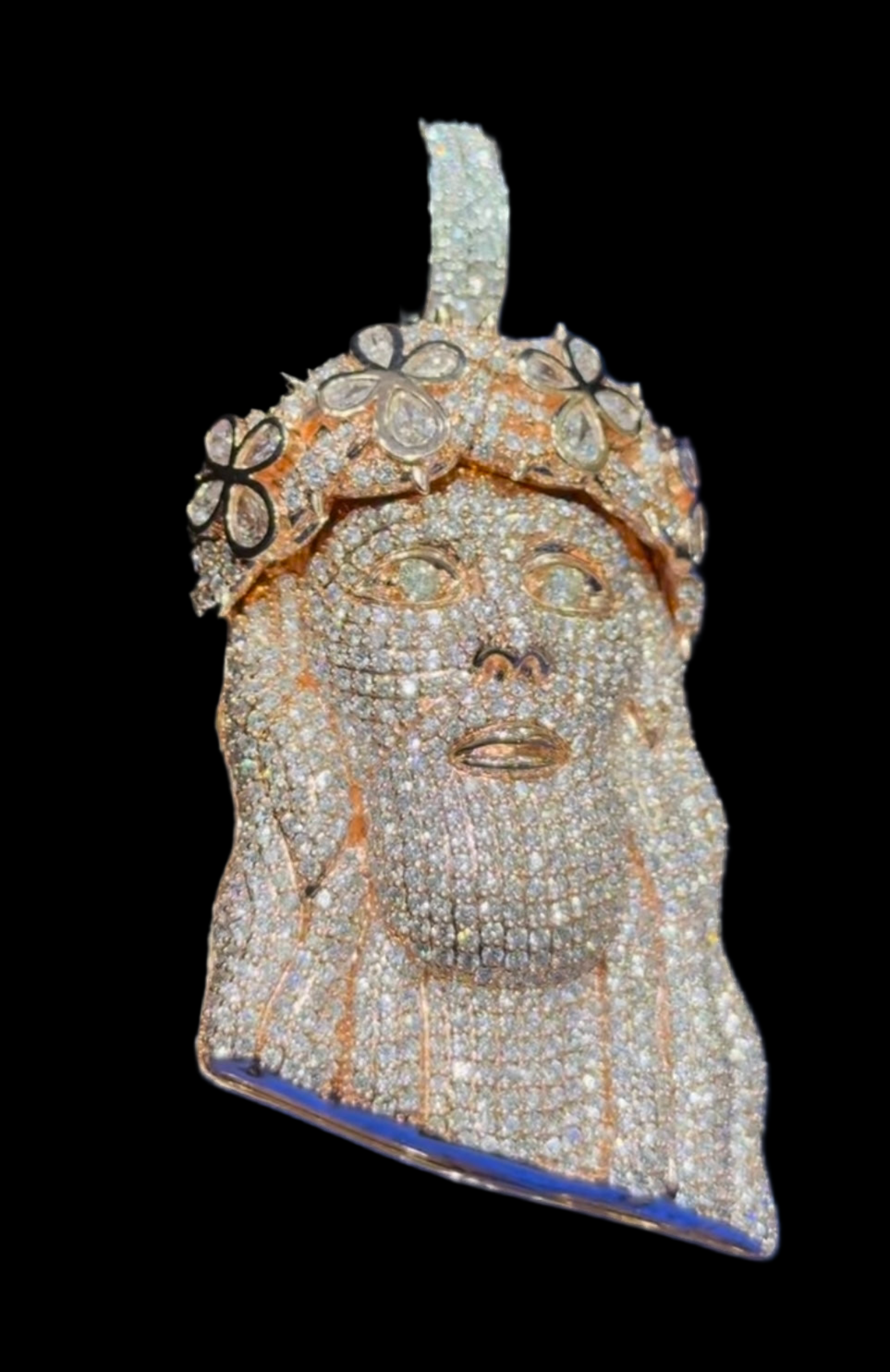 10K Rose Gold, Vs1 Natural Diamond 8Ct Jesus Head Charm