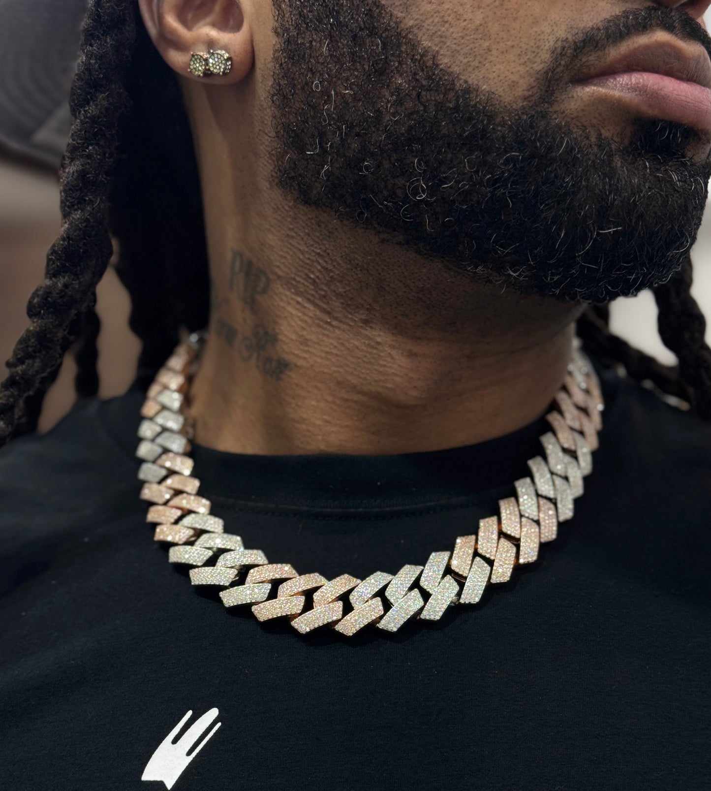 23MM Two Tone Rose and White Cuban Link